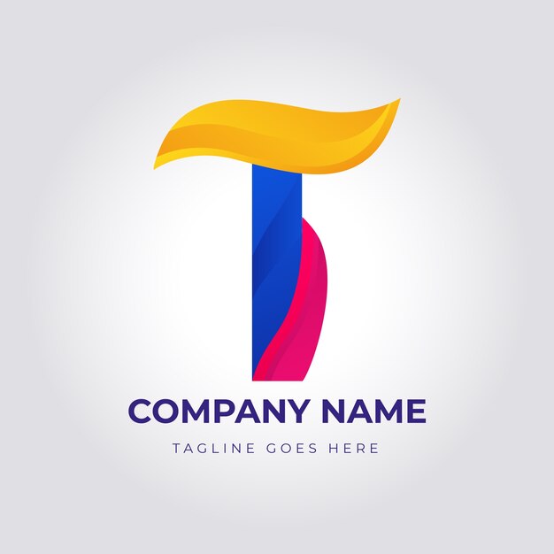 Gradient t letter logo template