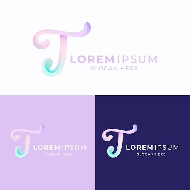 Free vector gradient t letter logo