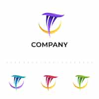 Free vector gradient t letter logo