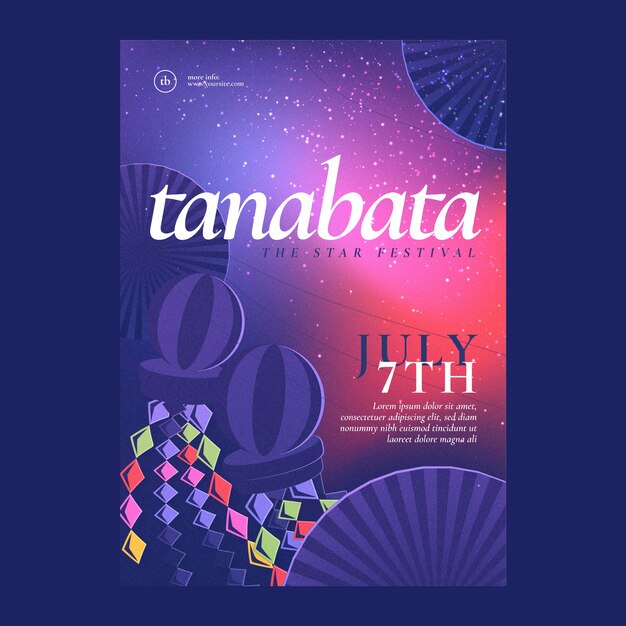 Free vector gradient tanabata vertical poster template with ornaments