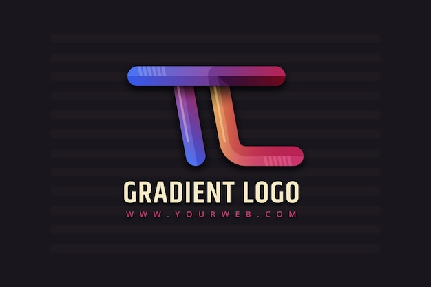 Vettore gratuito design del logo tc sfumato