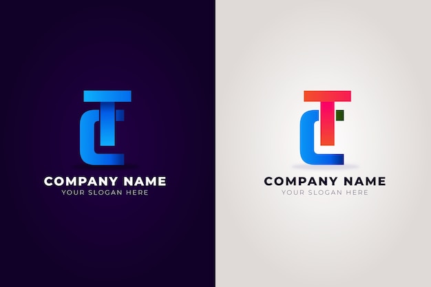 Vettore gratuito design del logo tc sfumato