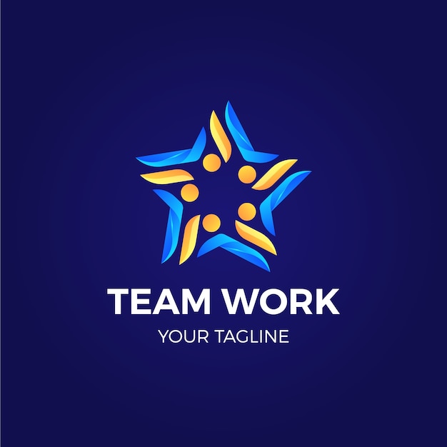 Vettore gratuito design del logo del lavoro di squadra sfumato