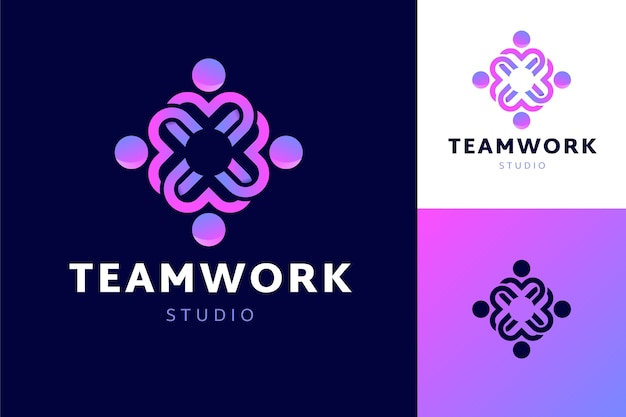 Gradient teamwork logo template