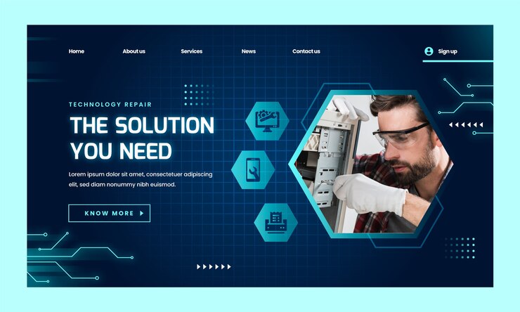 Free Vector gradient tech repair landing page
