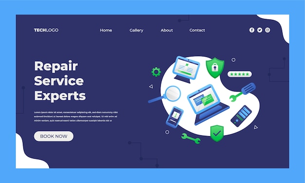 Free vector gradient tech repair landing page