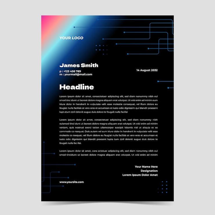 Free Vector gradient tech repair letter template