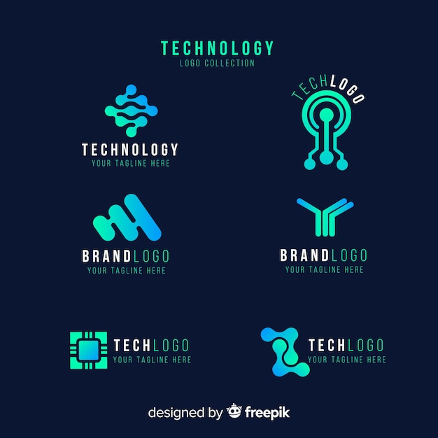 Gradient technology blue logo collection