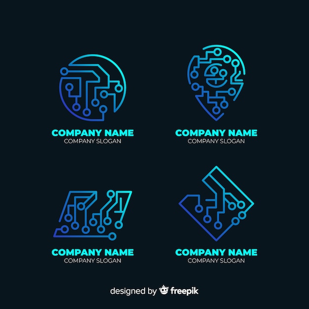 Free vector gradient technology blue logo collection