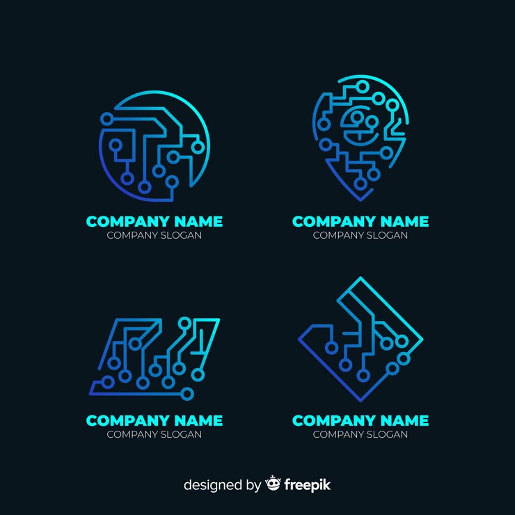 Free Vector gradient technology blue logo collection