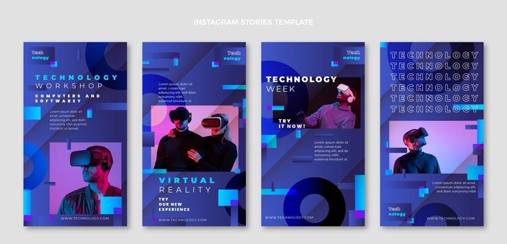 무료 Vector 그라데이션 기술 인스타그램 스토리