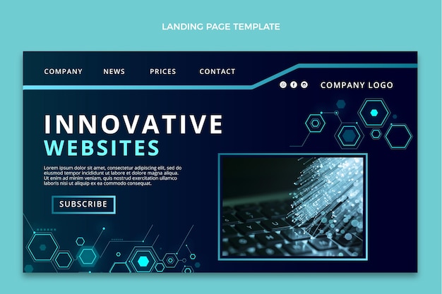 Free vector gradient technology landing page template