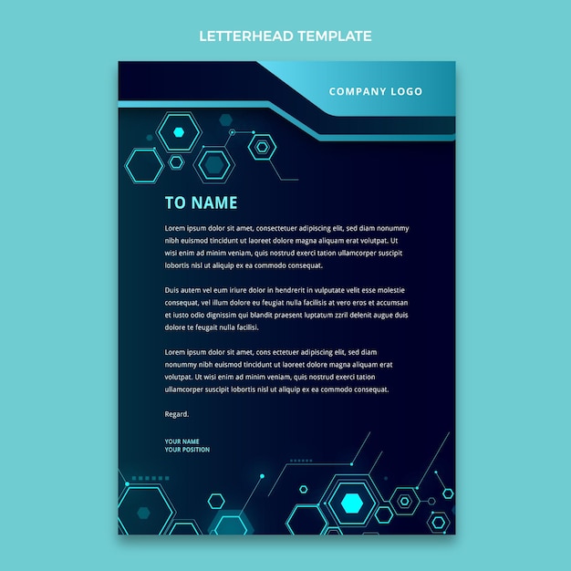 Free vector gradient technology letterhead templat