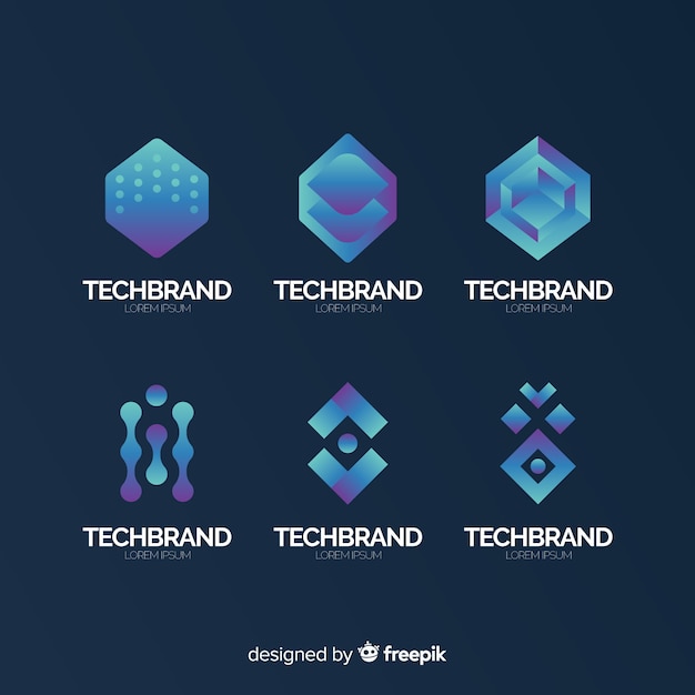 Free vector gradient technology logo collection