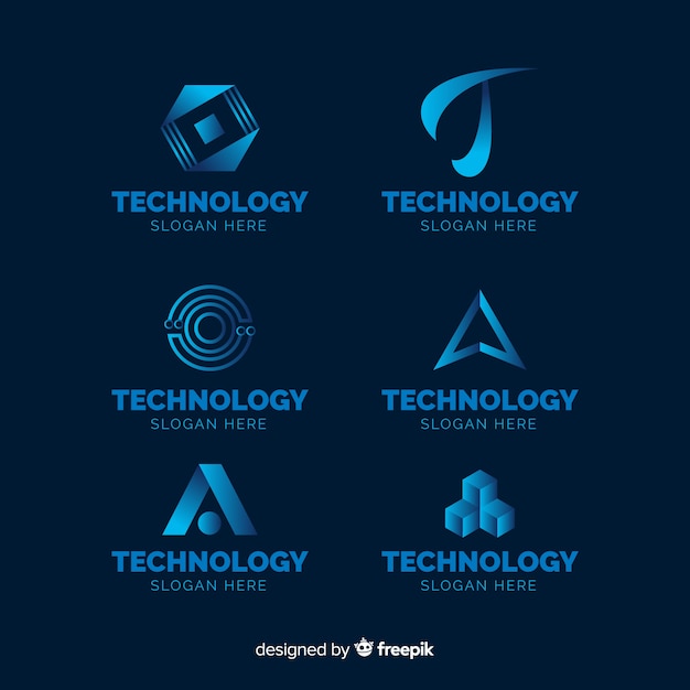 Raccolta di modelli logo tecnologia gradiente