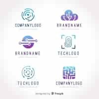 Free vector gradient technology logo template collection