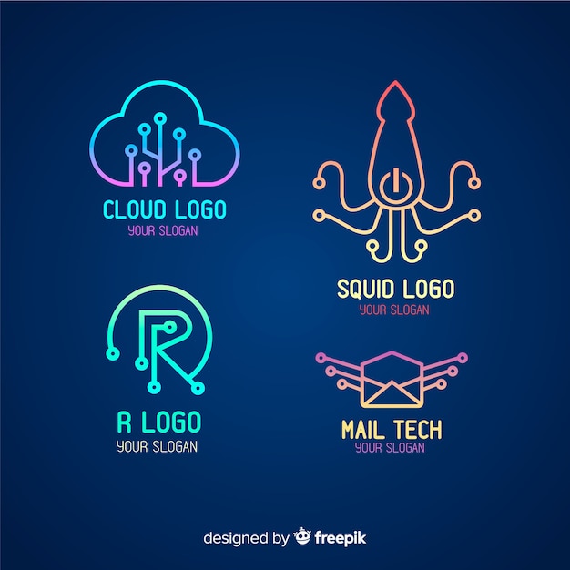 Gradient technology logo template collection