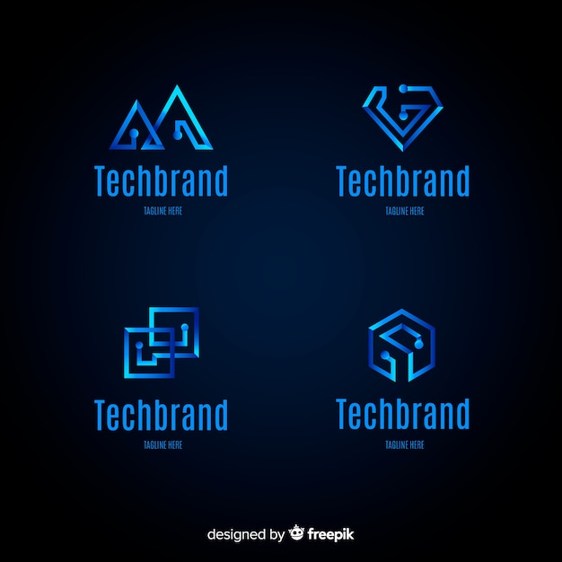 그라데이션 기술 로고 템플릿 컬렉션