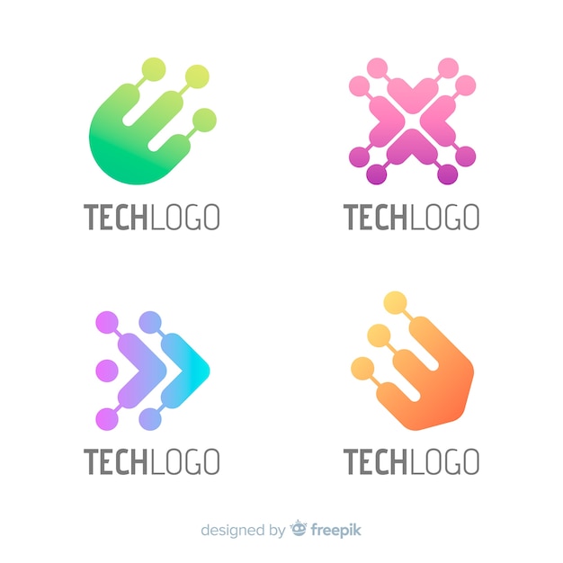 Raccolta di modelli logo tecnologia gradiente