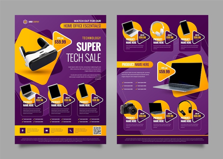 Free Vector gradient technology product catalog with photo