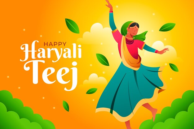 Gradient teej background with woman dancing