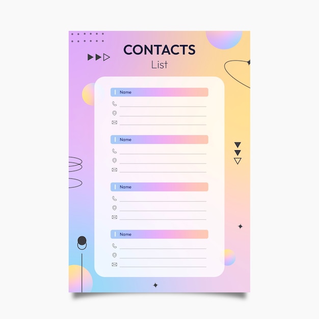 無料ベクター グラデーション電話帳テンプレート デザイン