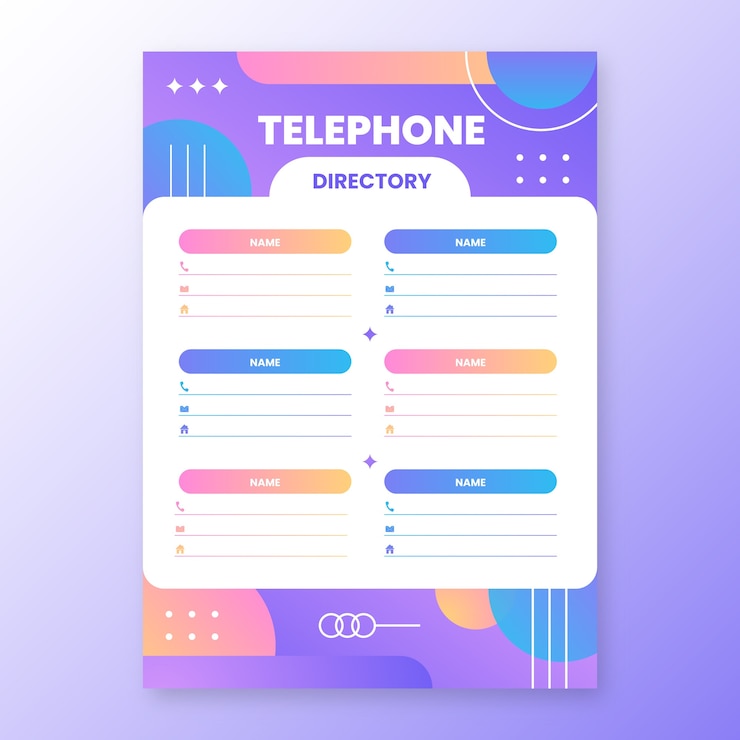 Free Vector gradient telephone directory template