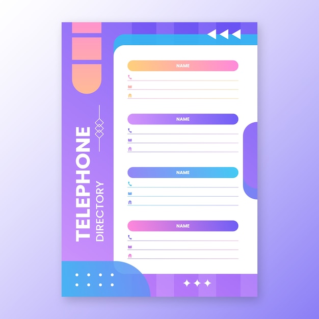 Gradient telephone directory template