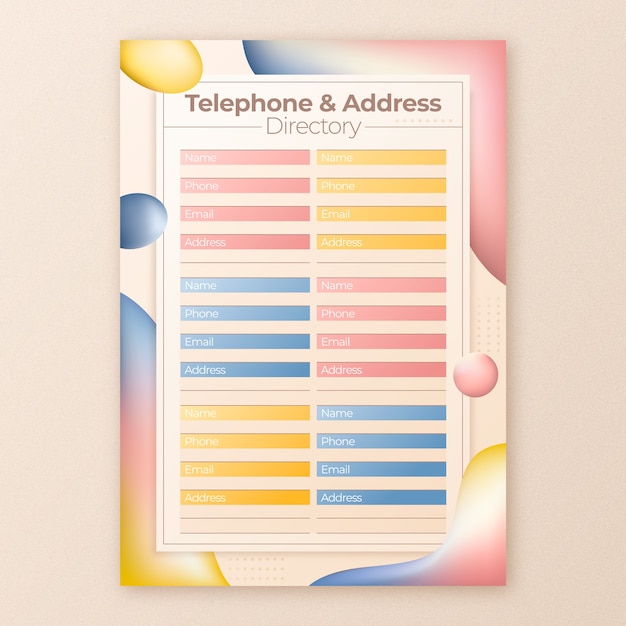 Free vector gradient telephone directory template