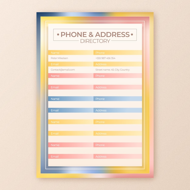 Gradient telephone directory template