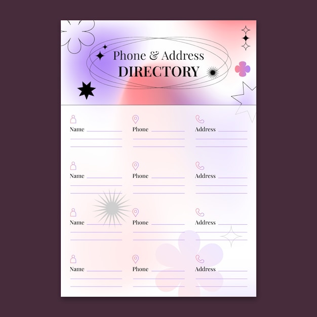 Gradient telephone directory template