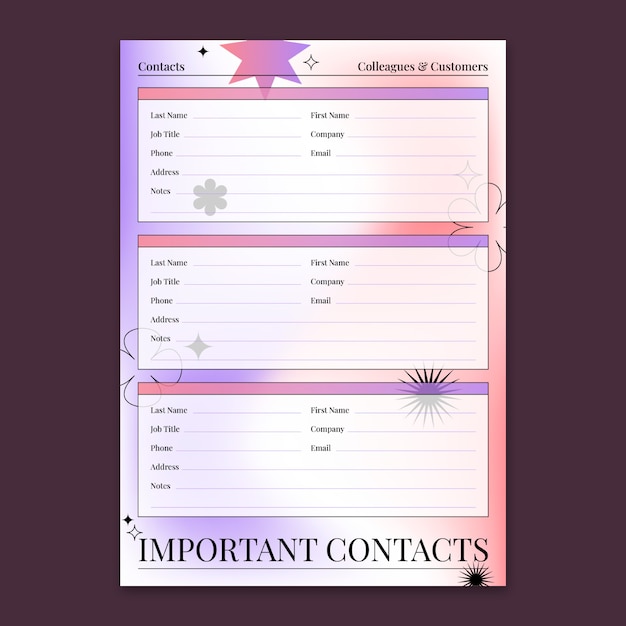 無料ベクター グラデーション電話帳テンプレート