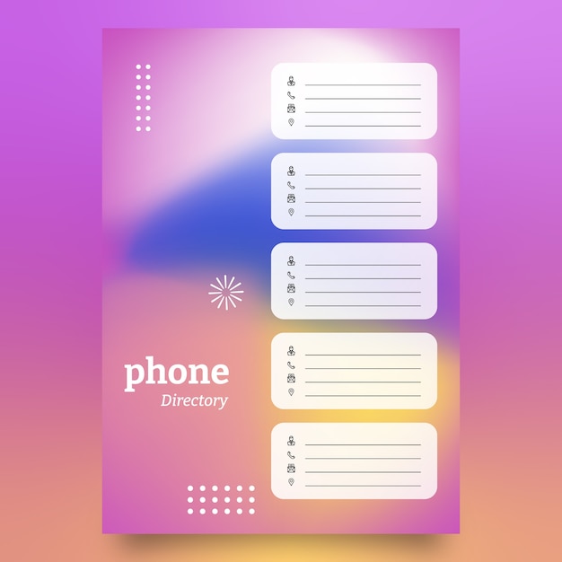 Gradient telephone directory template