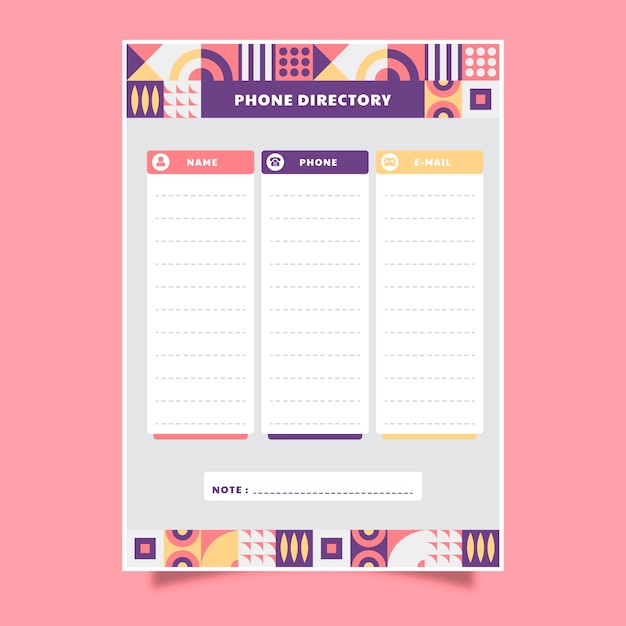 Free vector gradient telephone directory template