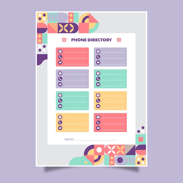 Free vector gradient telephone directory template