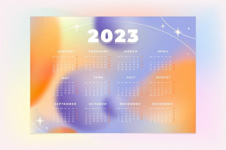 Бесплатный Вектор шаблон градиента для новогоднего календаря 2023 года