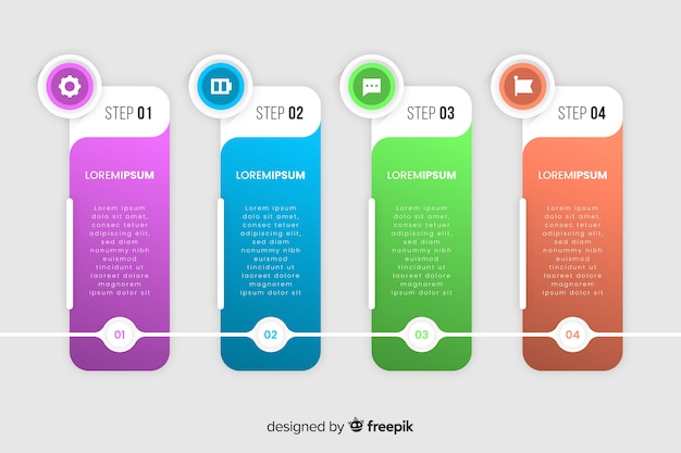 Gradient template infographic steps