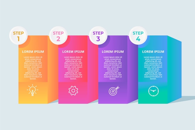 Gradient template infographic steps