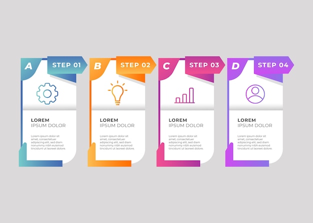 Gradient template steps infographic