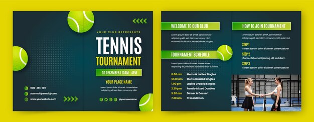 Modello di brochure del gioco di tennis sfumato