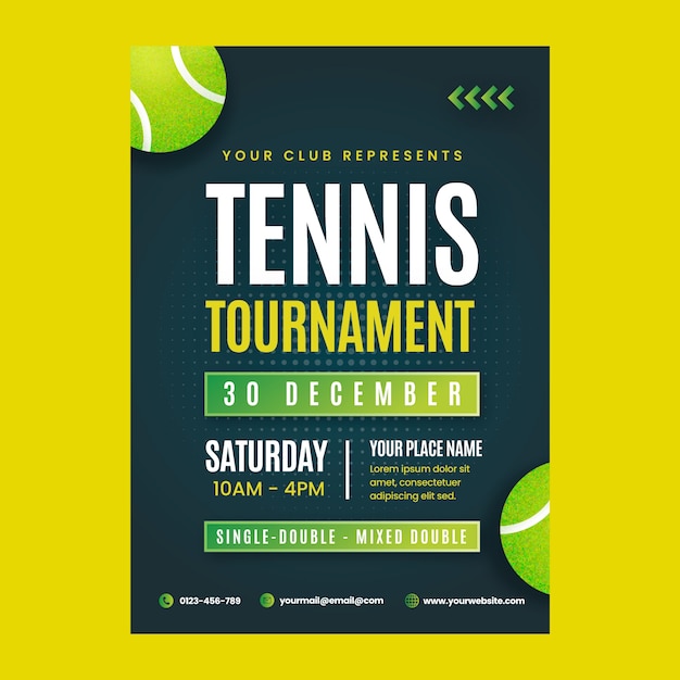 Gradient tennis game poster template