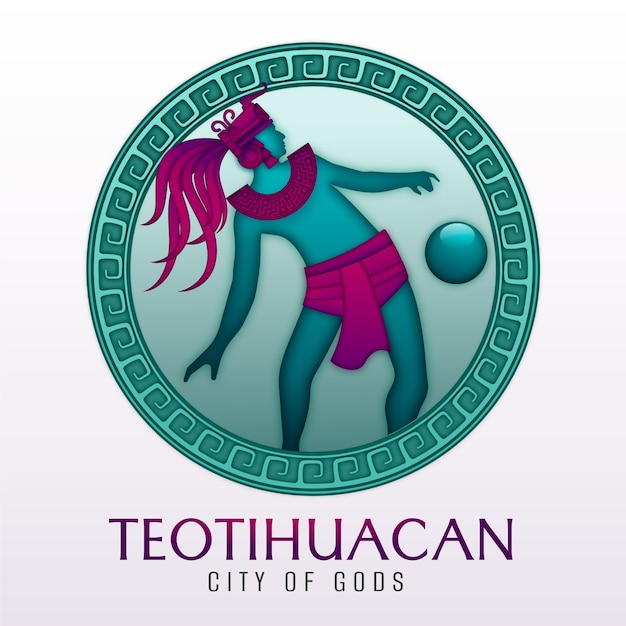 Vettore gratuito design del logo teotihuacan sfumato