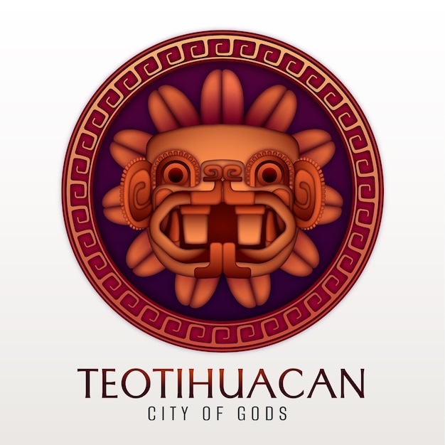 Vettore gratuito design del logo teotihuacan sfumato