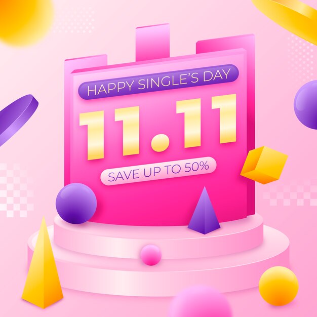 Gradient text illustration for 11.11 singles day sales