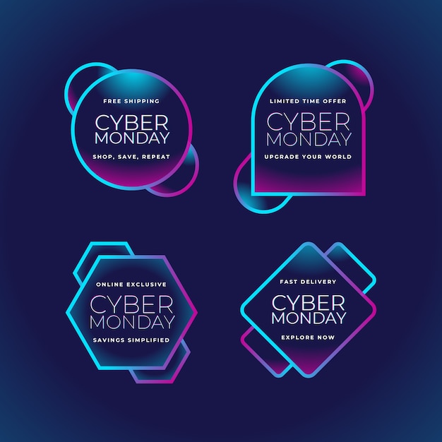 Free vector gradient text illustration for cyber monday sale