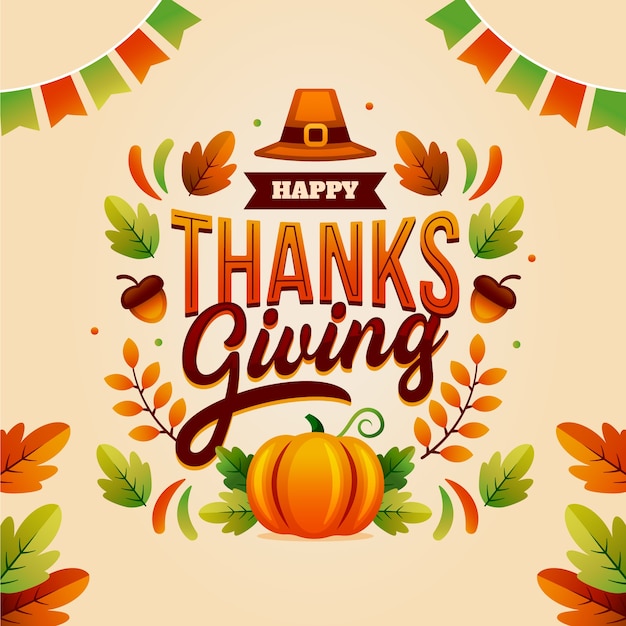 Gradient text illustration for thanksgiving celebration