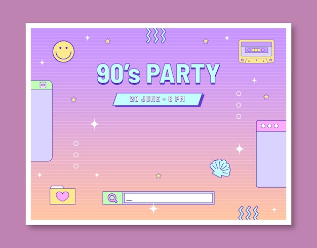 無料ベクター グラデーションテクスチャ90年代のパーティーフォトコールテンプレート