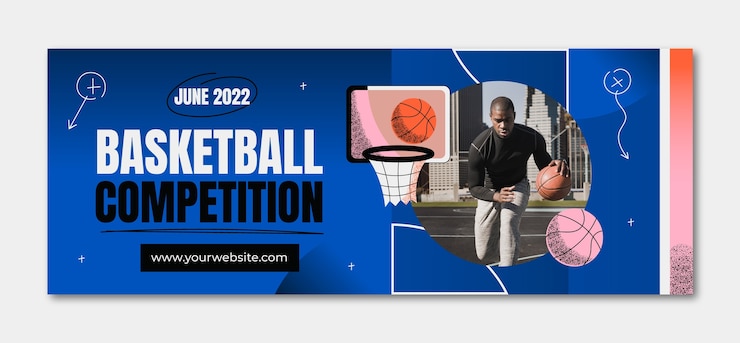 मुफ़्त वेक्टर gradient texture basketball facebook cover