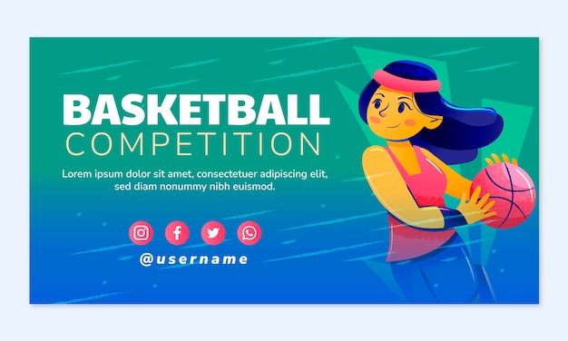 Free vector gradient texture basketball facebook template