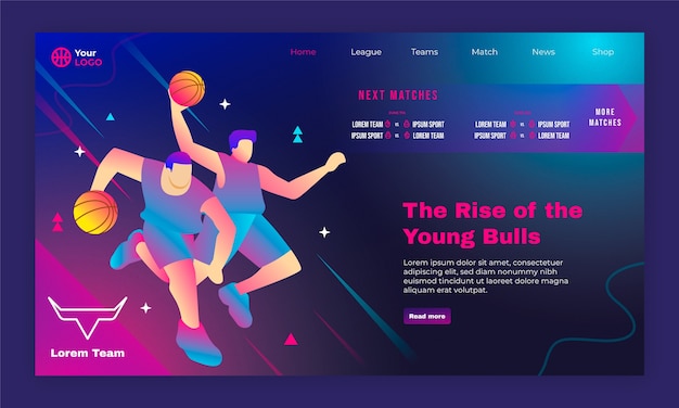 Gradient texture basketball landing page